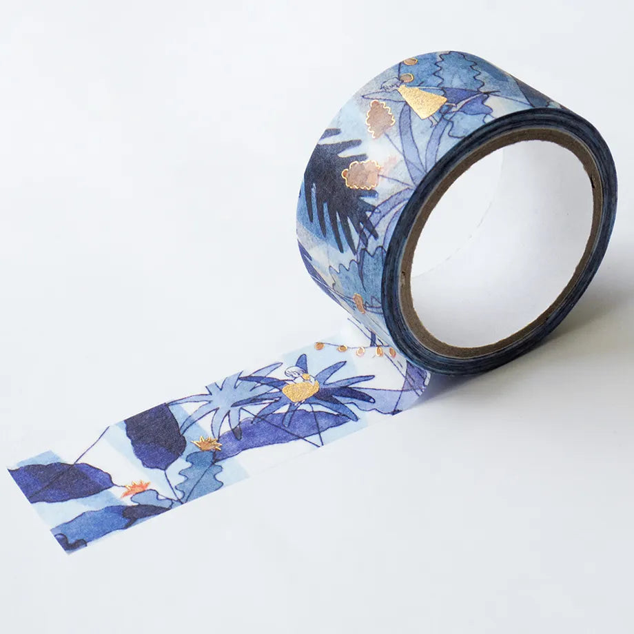 Nettai Foil-Stamped Masking Tape
This masking tape by illustrator Sayuri Fujimaki. The blue-based illustration is accented with sparkling gold foil, creating a stylish design.
20mm wide x 5m long
