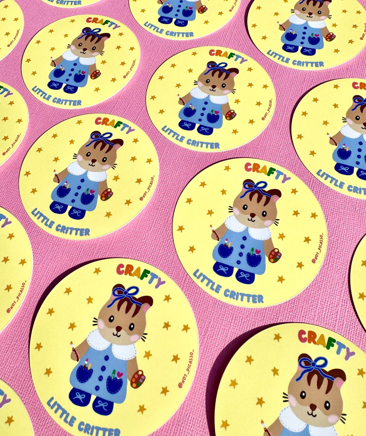 This adorable sticker is perfect for those who like to get a little crafty!
These matte vinyl stickers feature an original design and are water, weather, and scratch proof. Perfect for putting on water bottles, computers or just about anywhere else.