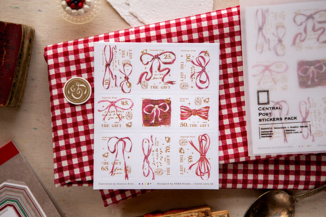 OURS Studio Ribbon Bow Stamp Style Sticker