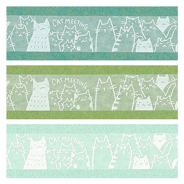 Cinta washi blanca de gatos Oboro