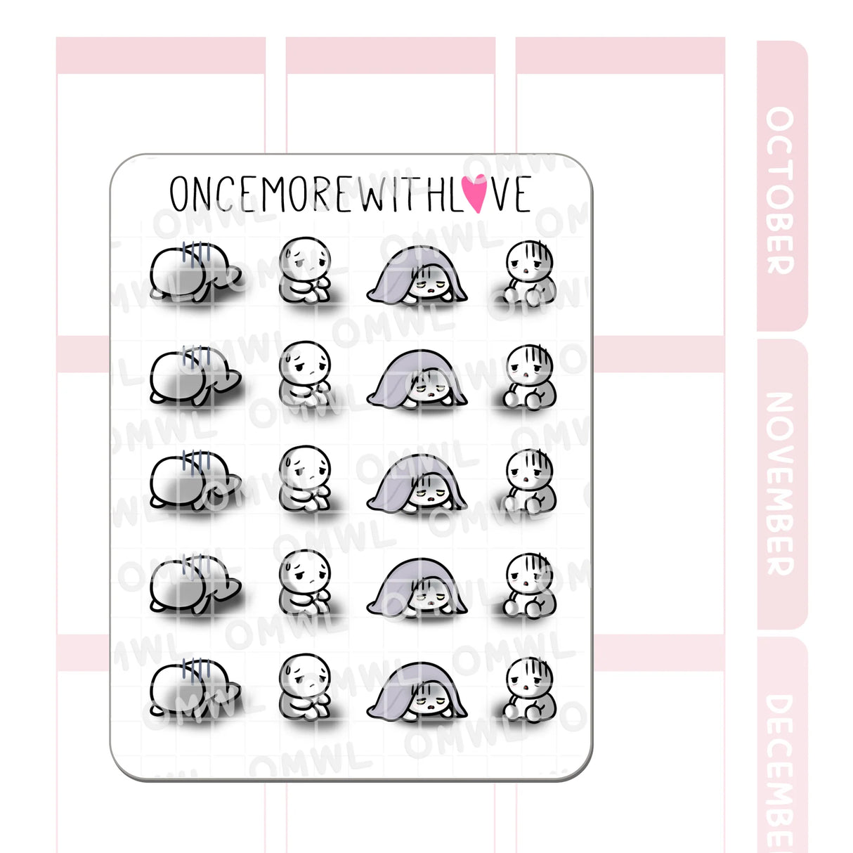 Once More With Love - M1491 Doom and Gloom Sticker Sheet
These munchkins are holding you dear especially on those gloomy days. They've got you!