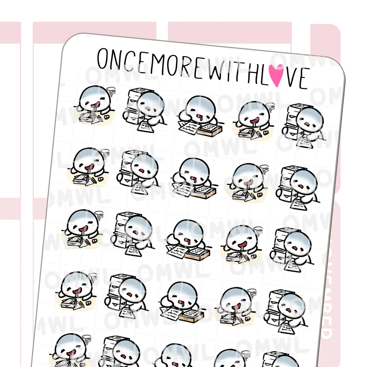 Once More With Love - M1496 Overworked Sticker Sheet
A sticker sheet for the gloriously overworked - because sleep is a myth...