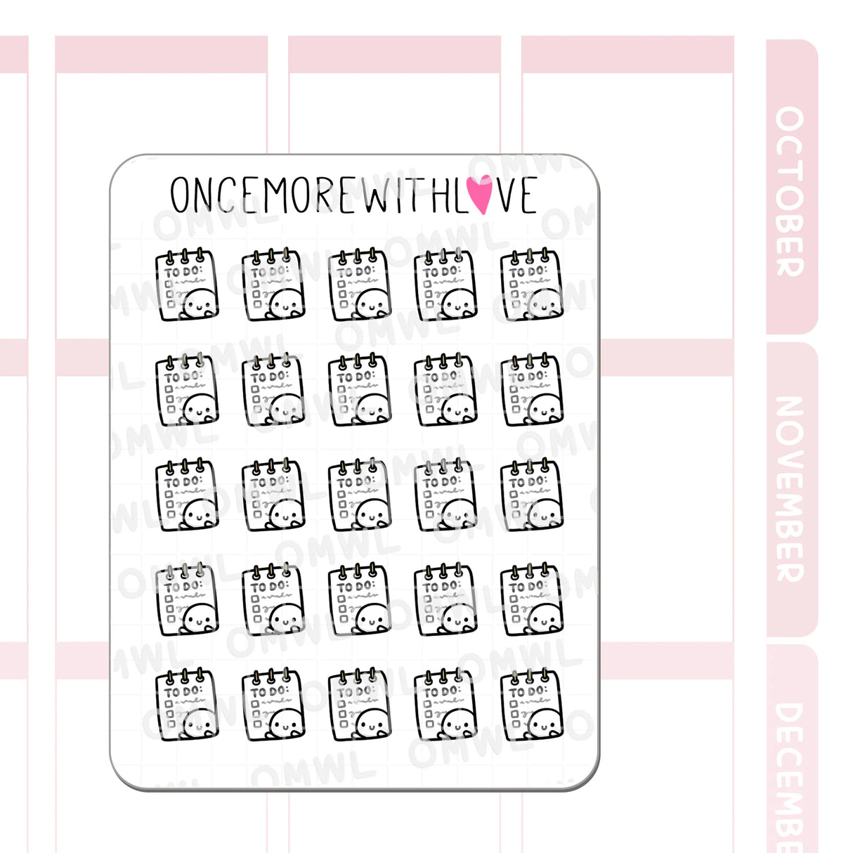 Once More With Love - M1521 To Do List Notepad Sticker Sheet
A cute munchkin with a To Do notepad to for marking your To Do lists!