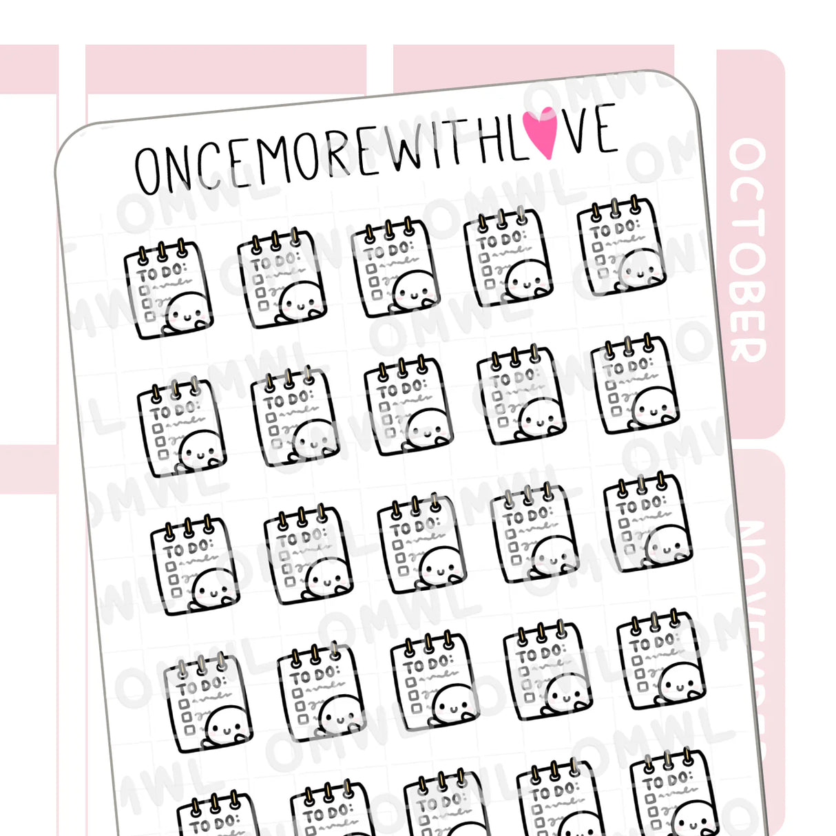 Once More With Love - M1521 To Do List Notepad Sticker Sheet
A cute munchkin with a To Do notepad to for marking your To Do lists!