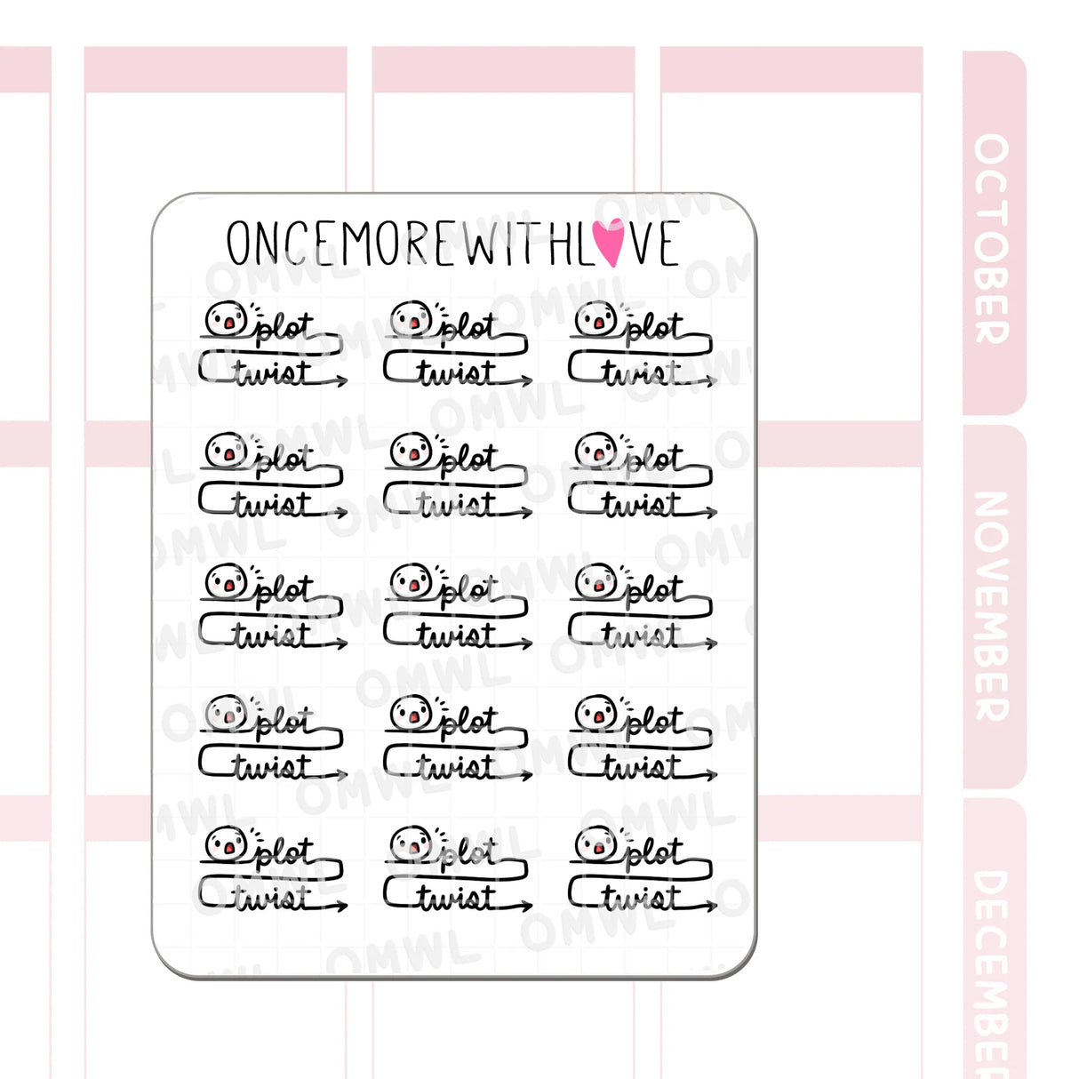 Once More With Love - M1537 Plot Twist Sticker Sheet
Plot twist! Sometimes life throws you a curveball and you just need to pivot. Use this sticker to make it a little more lighthearted!