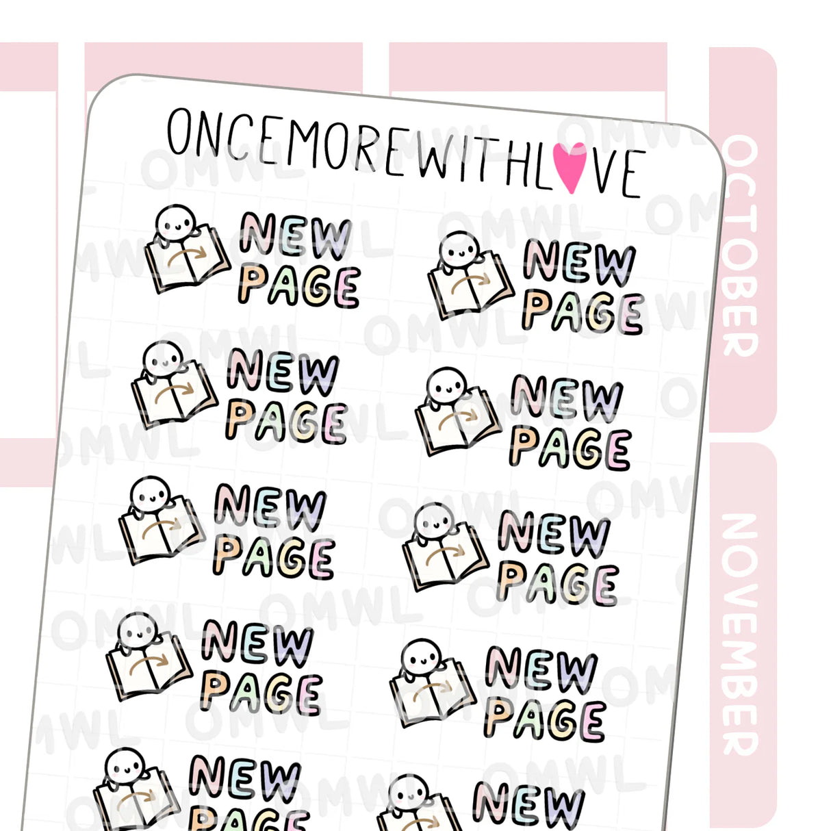 Once More With Love - M1541 Turn Over a New Page Sticker Sheet
Time to turn the page! Whether it's a new page for a book you are reading, or a new page of a journal or planning you are about to dive into, these munchkins can help you feel a sense of renewal.