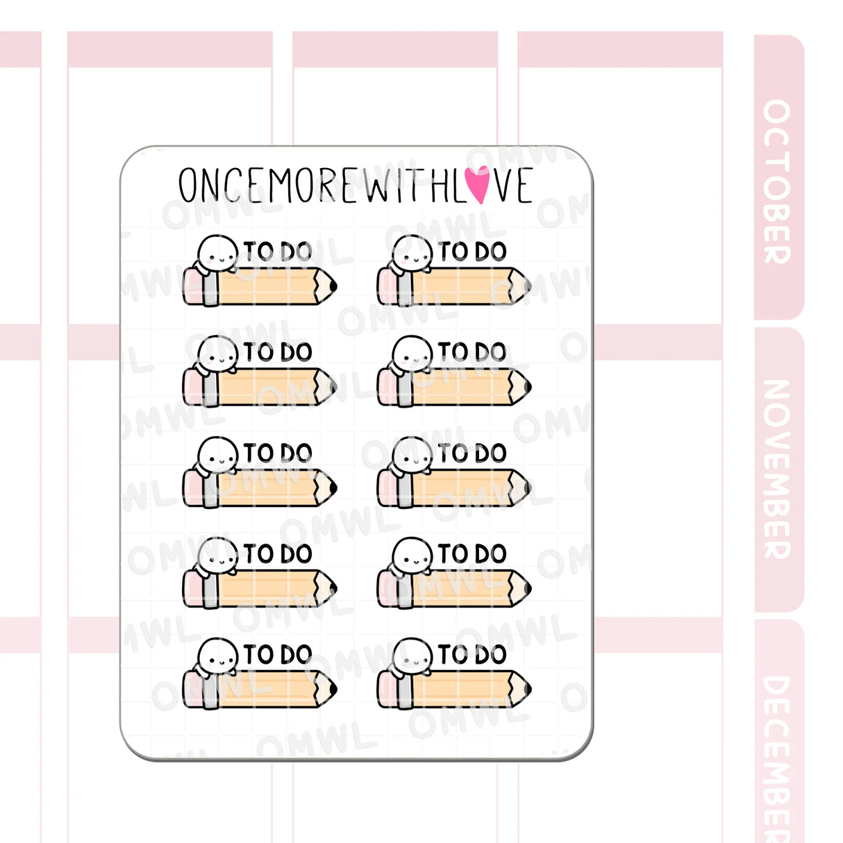 Once More With Love - M1542 To Do Pencils Sticker Sheet
Great as headers for your To Do lists! These munchkin To Do pencils are super cute!