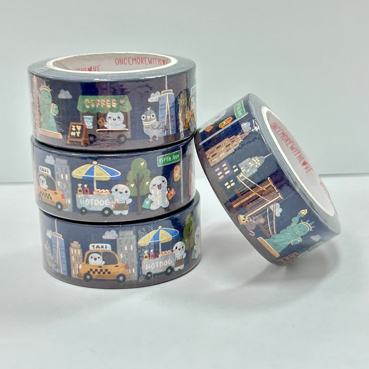 Once More With Love Washi Tape - New York
WHAT YOU RECEIVE:
1 roll of exclusively designed washi tape by Once More With Love
These washi tapes are great for decorating your munchkin planner spreads or for creating cards, scrapbook pages, or journals :)
Washi tapes come shrink wrapped. No other packaging provided!
SIZE: 18mm x 10m
MATERIAL: washi tape