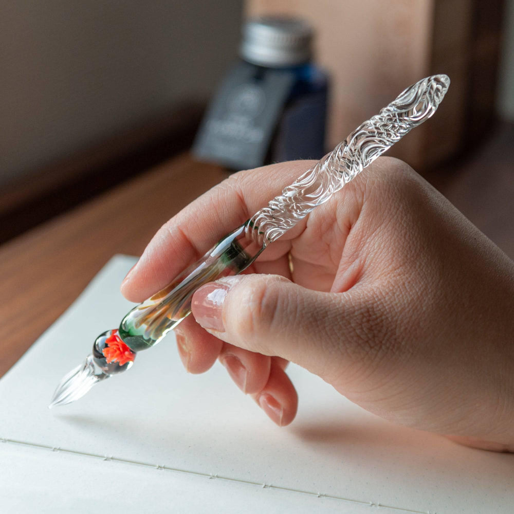 Orange Rose Glass Dip Pen