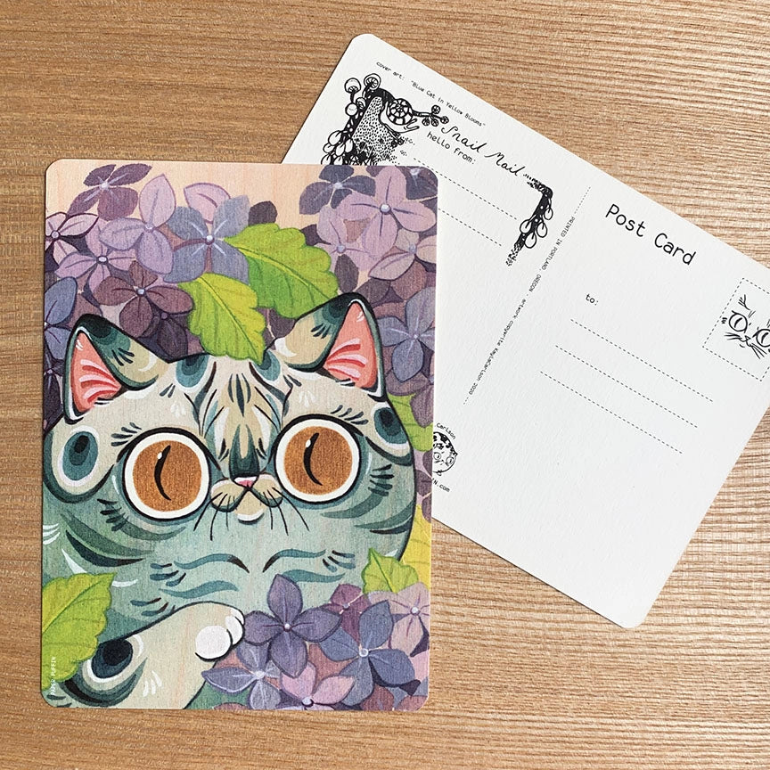 This postcard is full color with rounded corners. The original artwork is a painting on wood.
+ size: 4.25 x 6” standard size, regular postage stamp
+ printed on a ‘toothy’ rag off white color card stock paper
+ FSC 100% recycled environmentally friendly paper
+ created and printed in Portland, OR
All work and photos ©PAPER PUFFIN Art by K.CARLSON