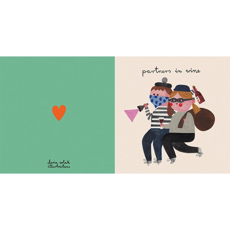 Immerse yourself in the charming world of Daria Solak Illustrations with the 'Partners in Wine' card. Perfect for expressing your love or friendship, this card measures 14.8x14.8cm, ideal for a heartfelt message. Each design is a product of hand-drawn illustrations, printed locally to maintain quality. Enjoy the vibrant hues, made possible by the use of watercolors, gouache, and colored pencils. This card is a testament to Daria's love for creating designs that bring joy, with her favorite themes of girls,