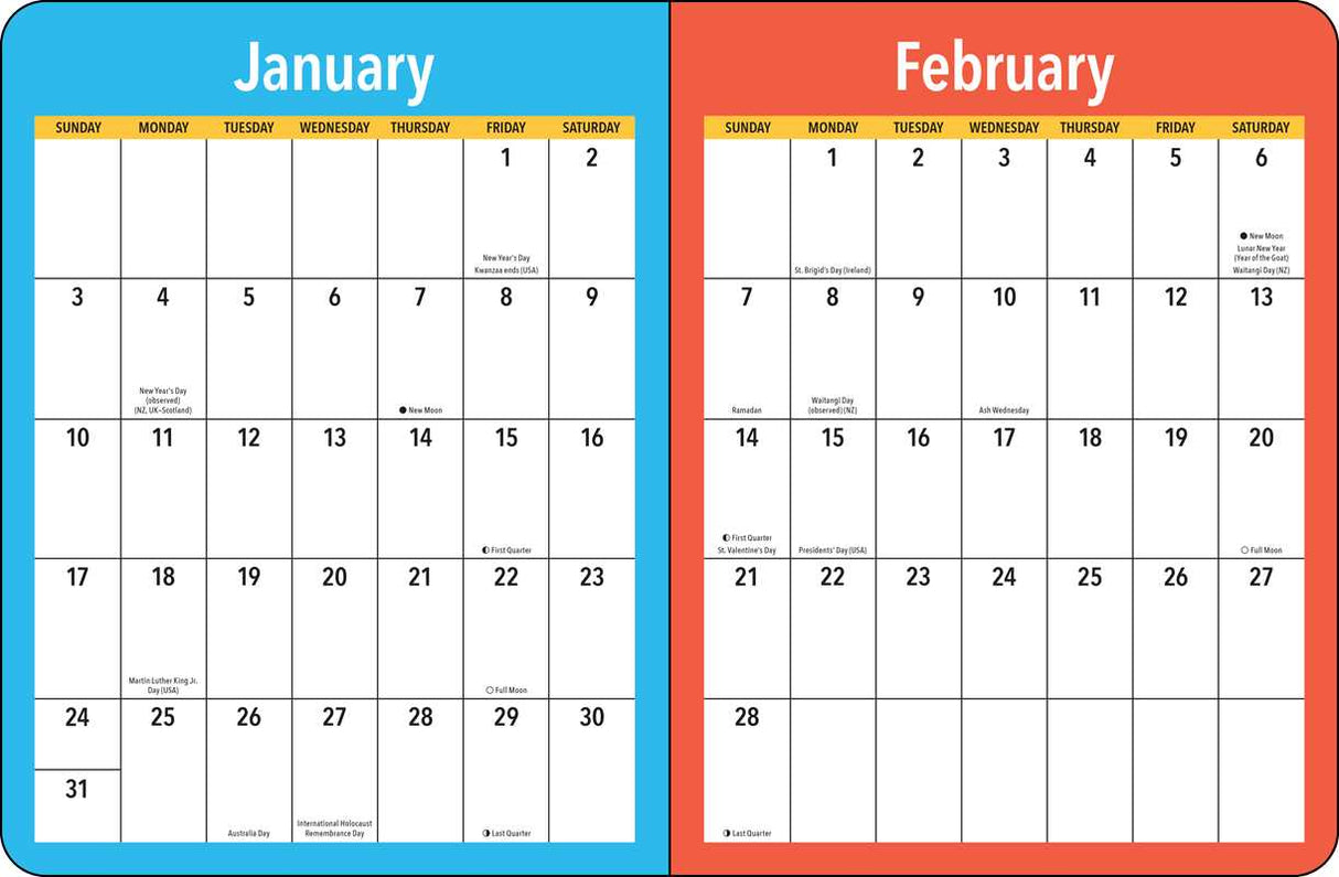 Staying organized will be a breeze this year with this bright and colorful monthly/weekly planner that features full-color Sunday comic strips of everyone's favorite gang—the PEANUTS® gang.
The PEANUTS® 2027 Monthly/Weekly Planner blends functionality with fun, featuring vibrant comic strips from Charles M. Schulz that celebrate the wit, whimsy, and heart of the PEANUTS® gang. It offers plenty of space to jot down appointments, meetings, activities, or notes, and fits easily on a counter or desk, either