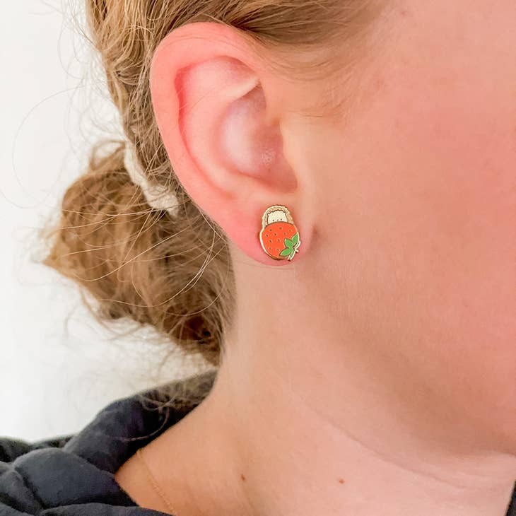 Pendientes Peek-A-Boo con forma de fresa