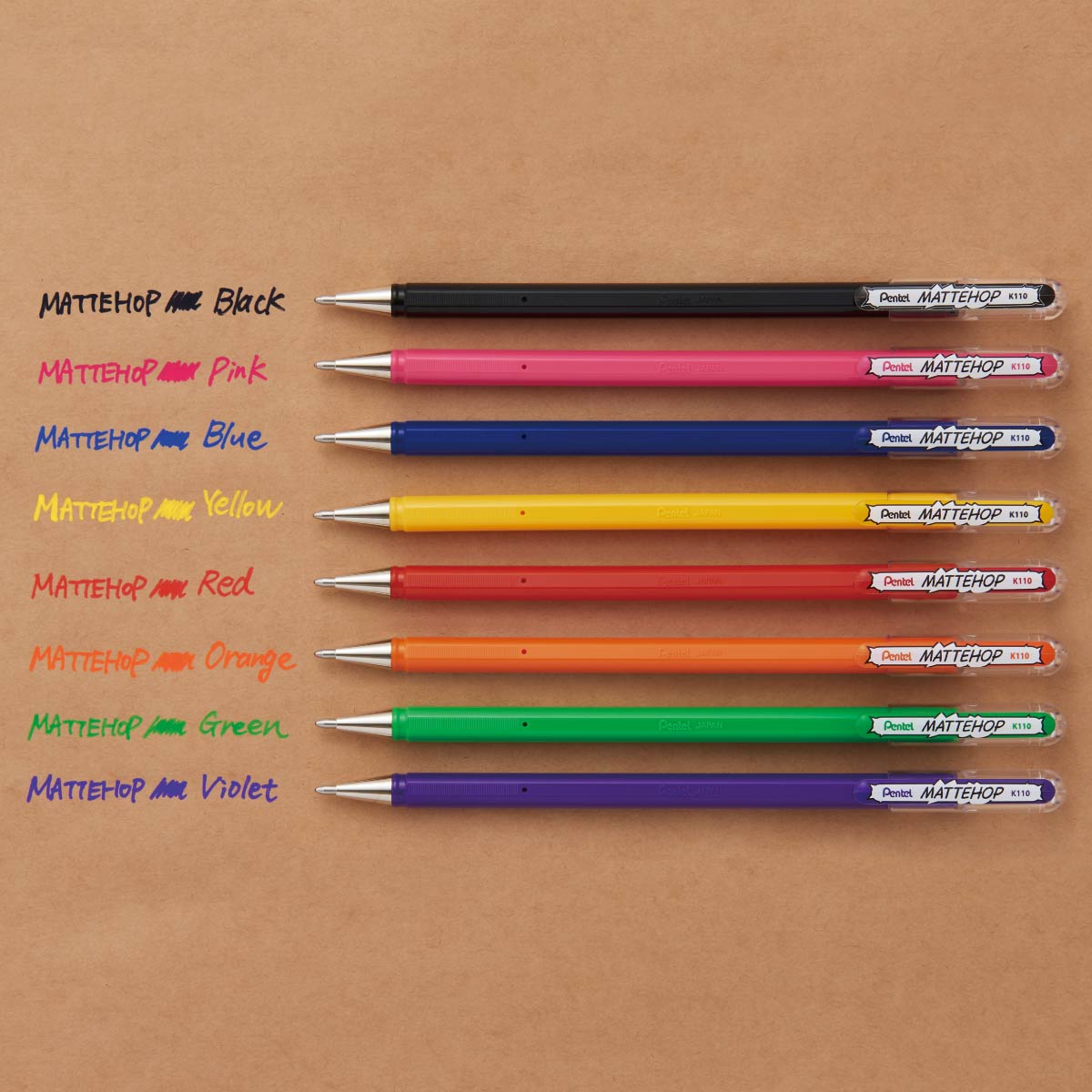 Bolígrafo de gel híbrido Mattehop de Pentel, 1,0 mm, juego de 14 colores originales y Sweet
