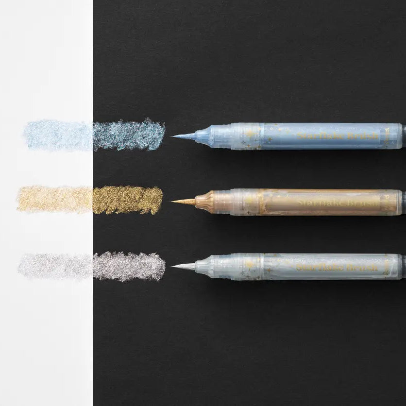 This is a limited edition starter set that combines the original multi-case with one color of Starflake Blush and two colors of "Art Blush". It also comes with a leaflet with tips and examples for color matching.
Starflake Blush Glitter-only brush pen
The base ink is colorless and transparent, so you can draw on top of text and illustrations. In addition, by layering the glitter, it is easy to adjust the amount of glitter, allowing you to freely create your desired level of brilliance.