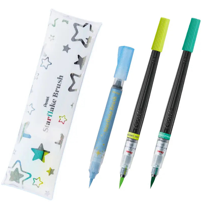 This is a limited edition starter set that combines the original multi-case with one color of Starflake Blush and two colors of "Art Blush". It also comes with a leaflet with tips and examples for color matching.
Starflake Blush Glitter-only brush pen
The base ink is colorless and transparent, so you can draw on top of text and illustrations. In addition, by layering the glitter, it is easy to adjust the amount of glitter, allowing you to freely create your desired level of brilliance.