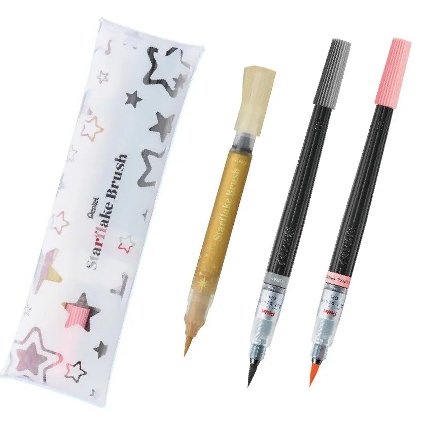 This is a limited edition starter set that combines the original multi-case with one color of Starflake Blush and two colors of "Art Blush". It also comes with a leaflet with tips and examples for color matching.
Starflake Blush Glitter-only brush pen
The base ink is colorless and transparent, so you can draw on top of text and illustrations. In addition, by layering the glitter, it is easy to adjust the amount of glitter, allowing you to freely create your desired level of brilliance.