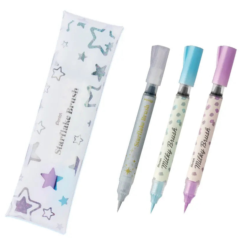 This is a limited edition starter set that combines the original multi-case with one color of Starflake Blush and two colors of "Milky Blush". It also comes with a leaflet with tips and examples for color matching.
Starflake Blush Glitter-only brush pen
The base ink is colorless and transparent, so you can draw on top of text and illustrations. In addition, by layering the glitter, it is easy to adjust the amount of glitter, allowing you to freely create your desired level of brilliance.