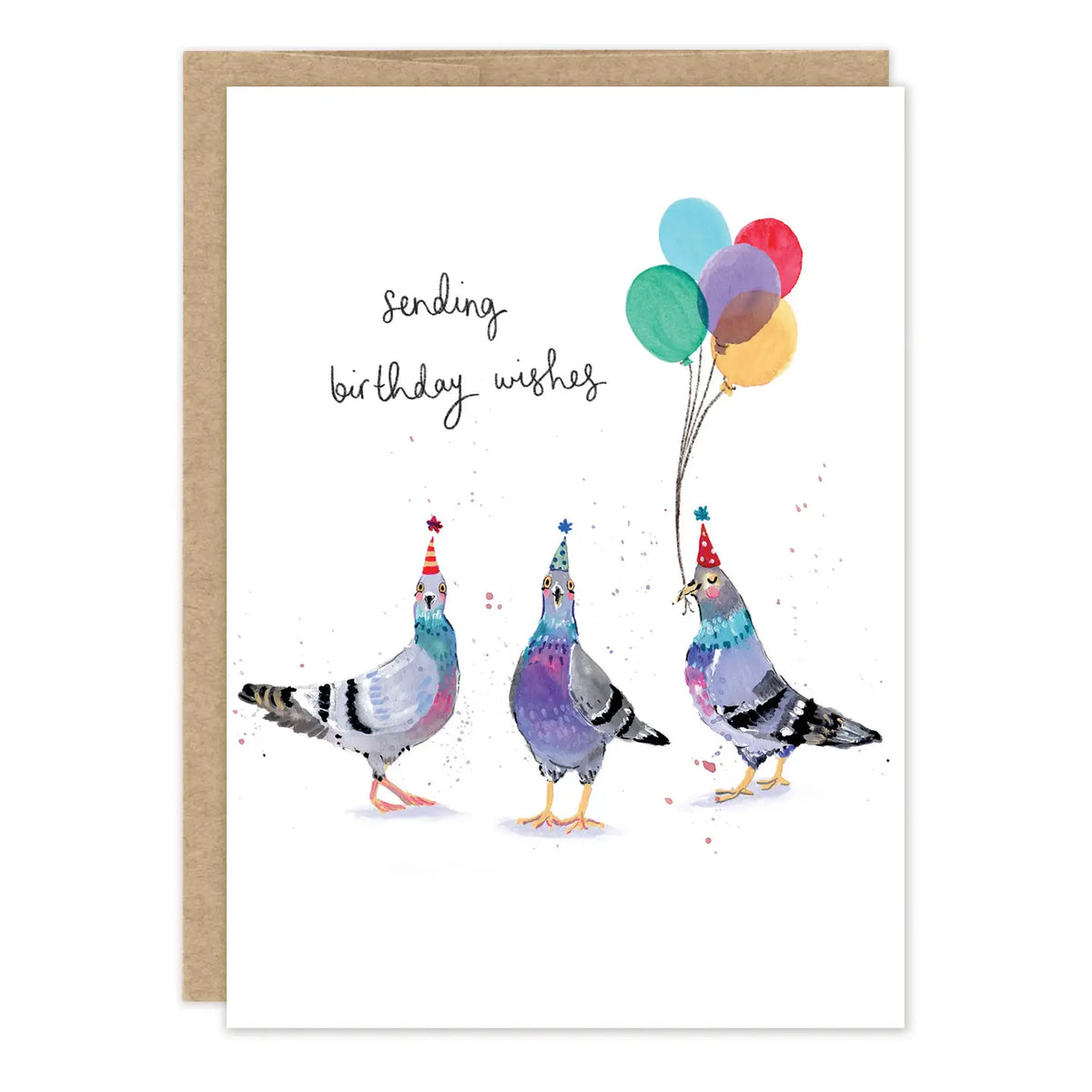Pigeon Party Birthday Card
Inside verse: Hope your birthday is im-peck-able!
• Illustrated by Louise Mulgrew
• Size: A6, 4.5" x 6.25"
• Paired with a kraft envelope
• Printed in the USA.
• Eco-friendly, 100% recyclable
• Plastic-free packaging
About The Artist: Working with gouache and watercolor, Louise designs in her tiny studio in Brighton, England, inspired by her love of all animals, and passion for the natural world. Louise was named 2023 Artist of the Year by the USA Greeting Card Association
