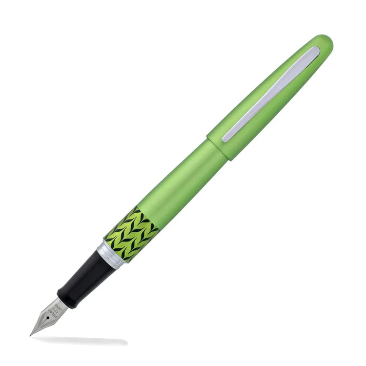 Pilot Metropolitan Retro Pop Fountain Pen - Green
The Pilot MR Retro Pop Collection combines retro designs with an array of brightly colored, patterned accent bands for just a touch of the pop.
Crafted with premium brass barrels and polished stainless steel accents, featuring sophisticated looks with durability for daily use. Bring a touch of your groovy side to the most professional occasions. The Pilot MR Retro Pop Fountain Pen is equipped with a fine stainless steel nib and comes with a converter and a