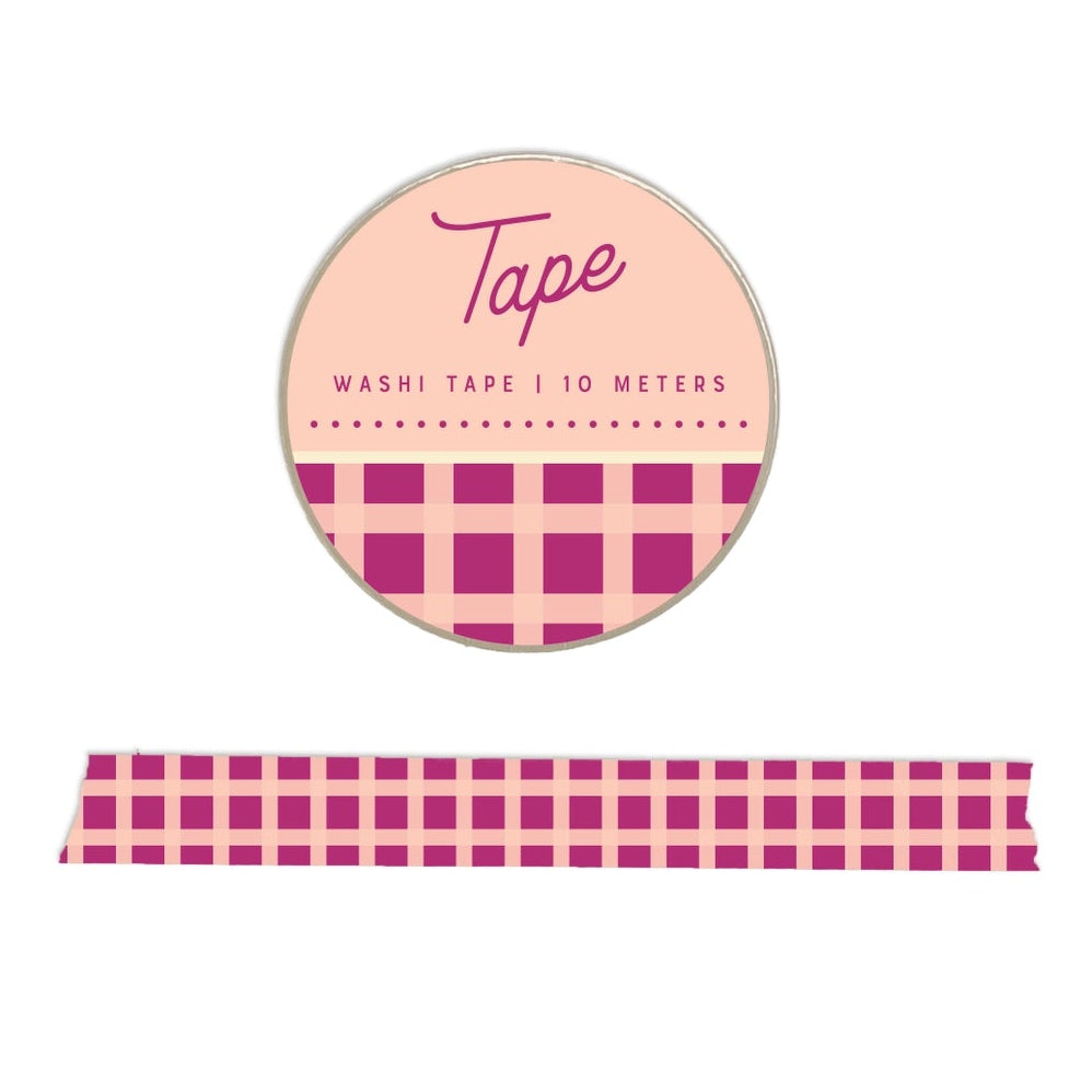Add a bright pop of pattern with this hot pink washi tape featuring light pink gingham stripes. Perfect for Valentine’s crafts, scrapbooking, or making every project a little sweeter.
Additional Details:
- 15 mm width
- 10 m length