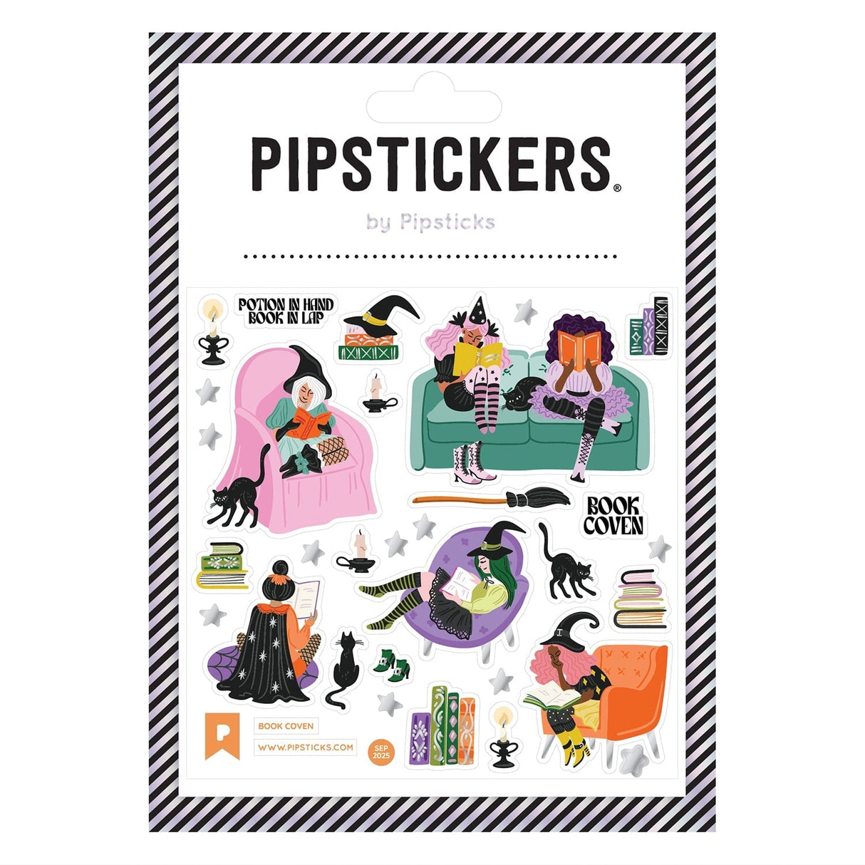PipStickers are the PERFECT gift for the sticker lover in your life - even if it's you! These unique PVC designs with holographic silver foil accents come on a clear backing and cannot be found anywhere else.
Includes one 4" x 4" sheet of Book Coven PipStickers and includes the Pipsticks manifesto.