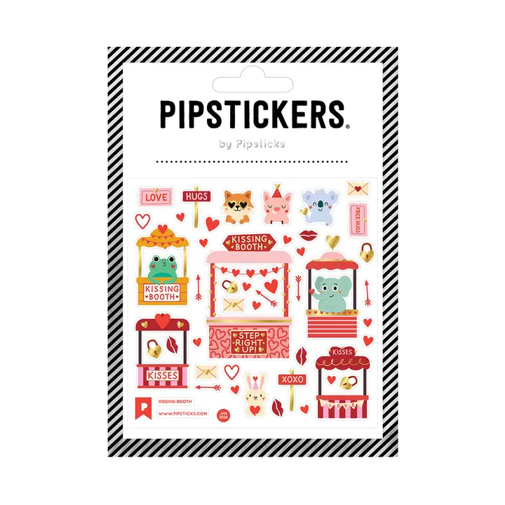 PipStickers are the PERFECT gift for the sticker lover in your life - even if it's you! These unique PVC designs with silver foil accents come on a clear backing and cannot be found anywhere else.
Includes one 4" x 4" sheet of Kissing Booth PipStickers and includes the Pipsticks manifesto.