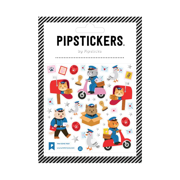 PipStickers are the PERFECT gift for the sticker lover in your life - even if it's you! These unique PVC designs with silver foil accents come on a clear backing and cannot be found anywhere else.
Includes one 4" x 4" sheet of Paw-some Post PipStickers and includes the Pipsticks manifesto.