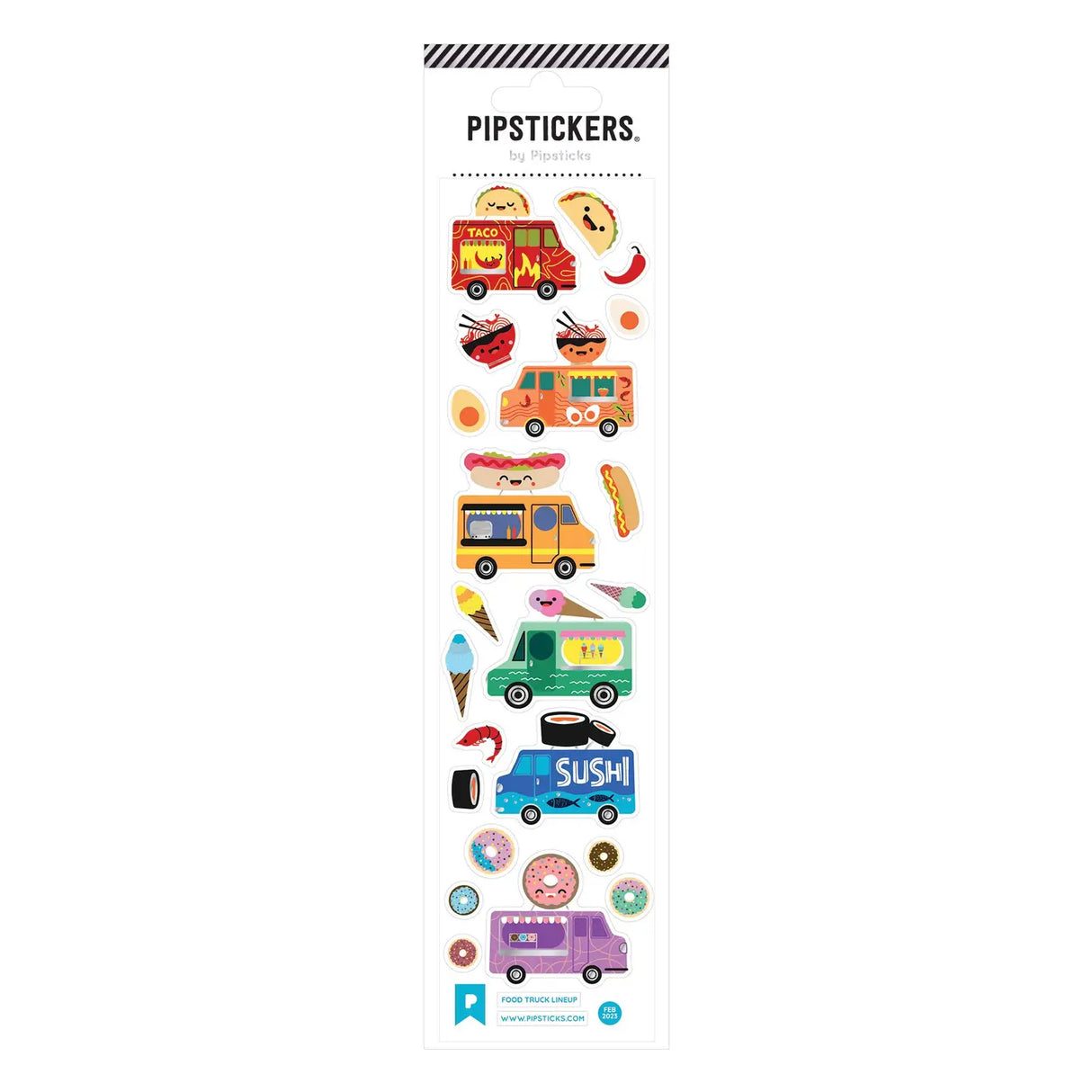 PipStickers are the PERFECT gift for the sticker lover in your life - even if it's you! These unique PVC designs with silver foil accents come on a clear backing and cannot be found anywhere else.
Includes one 2'' x 8'' sheet of Food Truck Lineup PipStickers and includes the Pipsticks manifesto.
