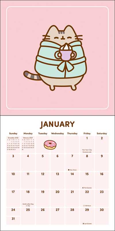 Enjoy 12 months of snacks, naps, and fun with Pusheen the cat!
Smartly sized for cozy corners, busy bulletin boards, or any small spaces, the Pusheen 2027 Mini Wall Calendar adds just the right amount of color, cuteness, and creative organization wherever you need it.
Features include:
7" x 7" (7" x 14" open)—a great size for small spaces
Cover design eliminates need for plastic packaging
Printed on FSC®-certified paper with soy-based ink
Planning spread for September–December 2026
Spans January–Decemb