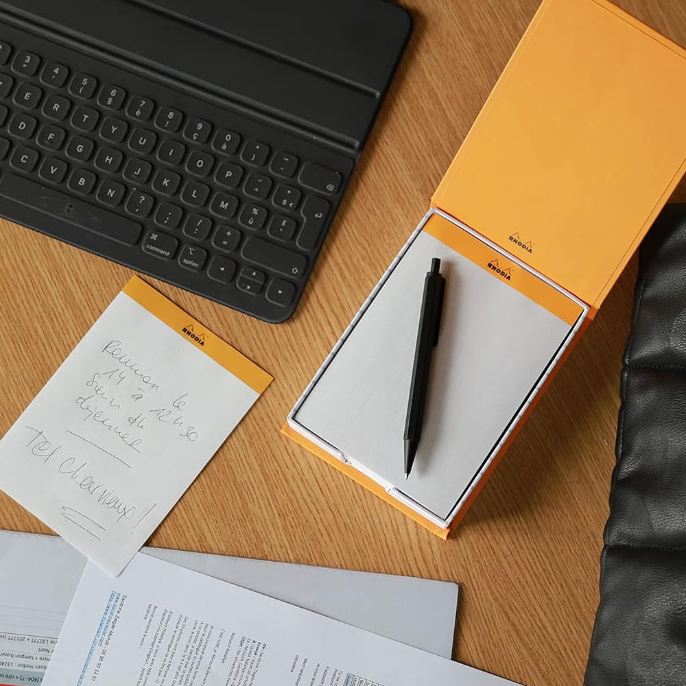 Beautiful, practical and functional, this Memo pad has it all. With its false air of a stapled block, it is always at hand on your desk.
Comes in a refillable protective box.
Size: 3 3/8" x 4 1/2"
Detachable Sheets: 240
Paper/Color: 80g/Ultra White
Fountain pen and marker friendly
Exceptionally smooth, acid-free, pH neutral
Cardboard backed, nonskid backing
