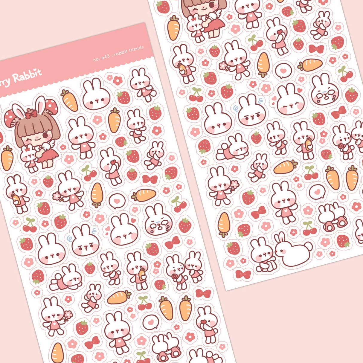 Cherry Rabbit Rabbit Friends Sticker Sheet