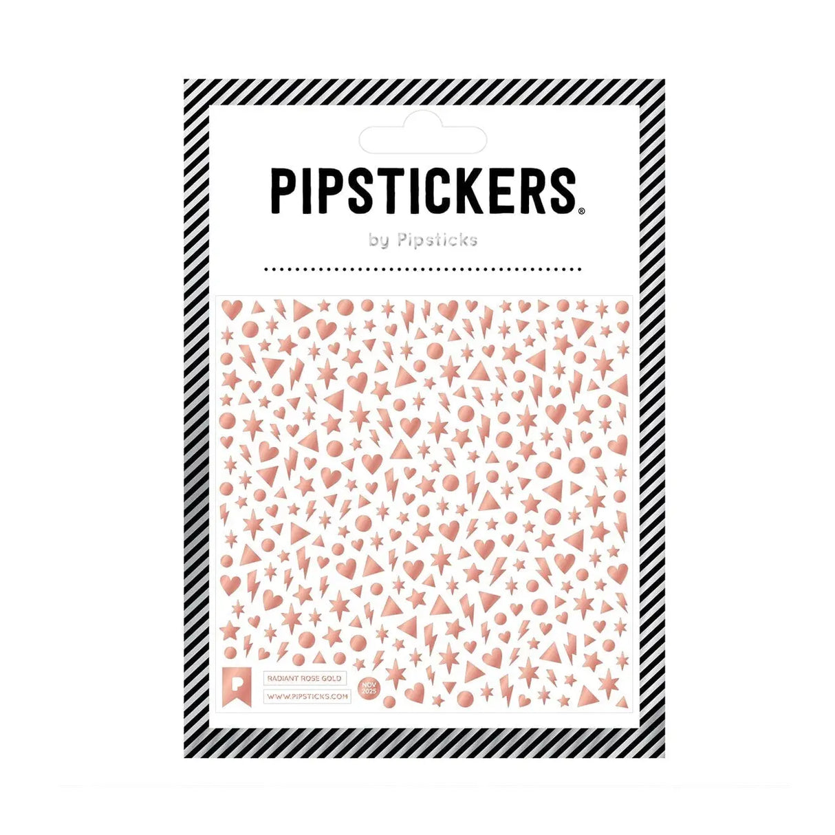 Mini stickers in the most DREAMY rose gold foil adorn this PipSticker sheet. With more than 350 tiny stickers you can add a little (or a lot!) of sparkle magic on everything you touch! Perfect for journaling, crafting, and adding some shimmery touches to all your mail and projects!
Includes one 4" x 4" sheet of Radiant Rose Gold PipStickers with 390 individual stickers.
