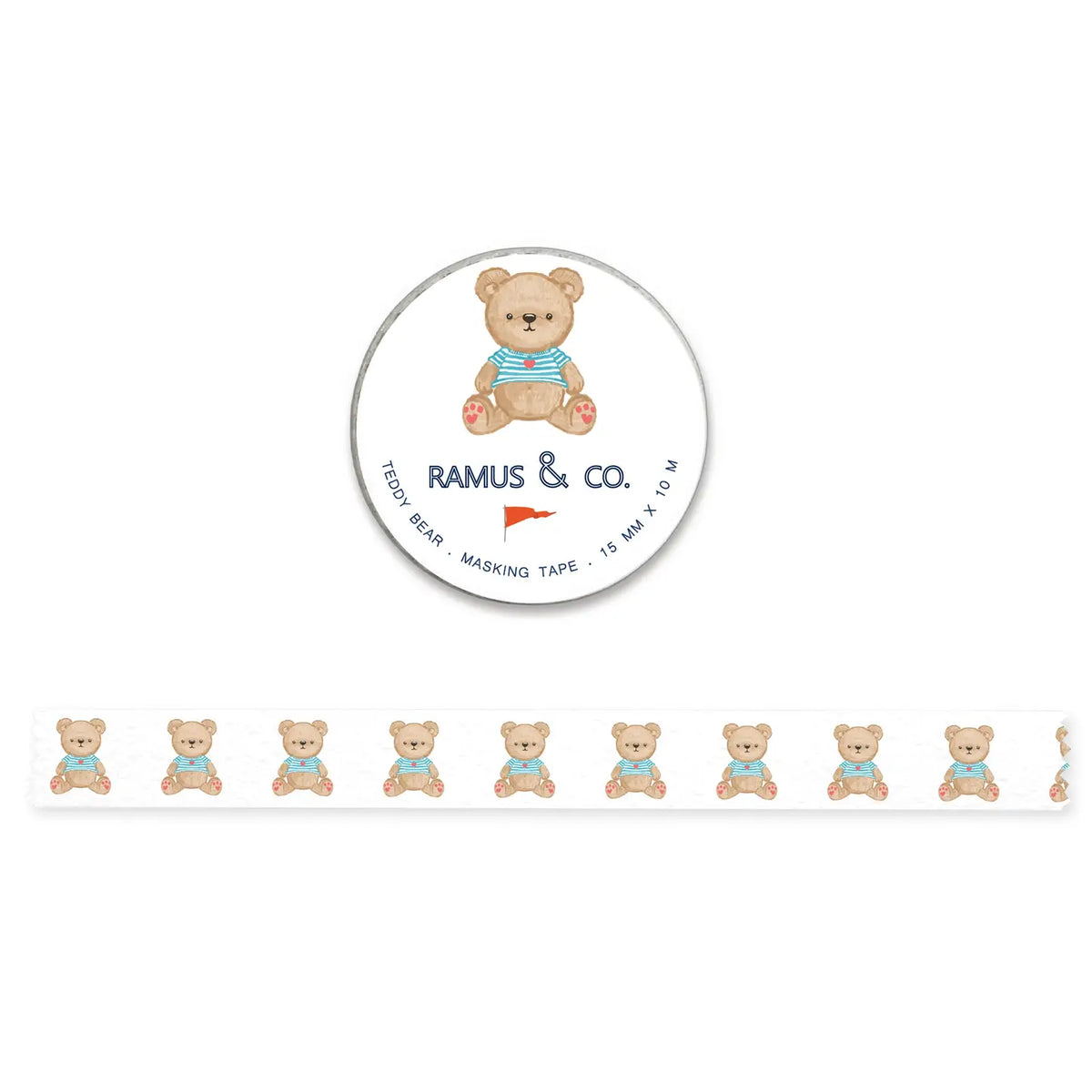 Ramus & Co. - Teddy Bear Washi Tape
10 meters of lovable masking tape. A fashionable embellishment for projects, planners, notebooks, notecards, greeting cards, envelopes and invitations. Ramus & Co. masking tape is safe to use on walls, tables, refrigerators, doors and windows. Irresistible designs that will find their way onto everything. Perfect for crafting and gifting!
15mm x 10m
Adhesive tape roll,
Shrink wrapped with unique label
Designed in USA, imported.
By Ramus & Co.