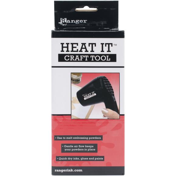 Gentle air flow keeps your powders in place! It is quiet, ergonomic, quick, and safe! This tool is great for curing embossing powders, shrinking plastic and tubing quick drying inks, glues and paints. Use for all your craft heating needs! UL approved and as fast as a heat gun.
This package contains one 120V Ranger Heat It Craft Tool. 