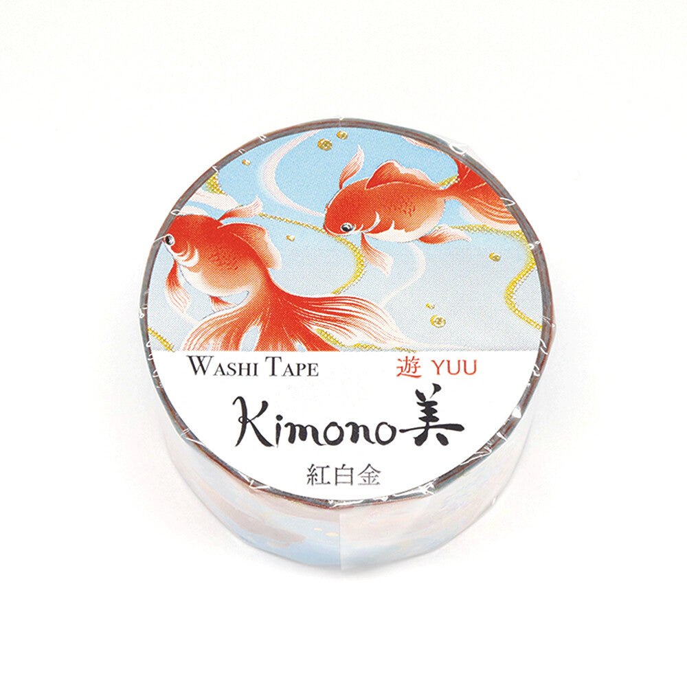 Kimono Beauty - Red & White Gold Fish Washi Tape Wide