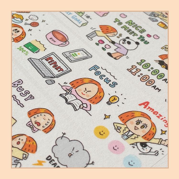 RiN! Studio - Office Life Washi Tape
Volume 3: Today we bring you the <work diary=""> category, which has captured the beautiful life Rin is experiencing everyday at work:)
Materials: Washi tape on release paper
Full roll: 3cm wide x 5m long </work>