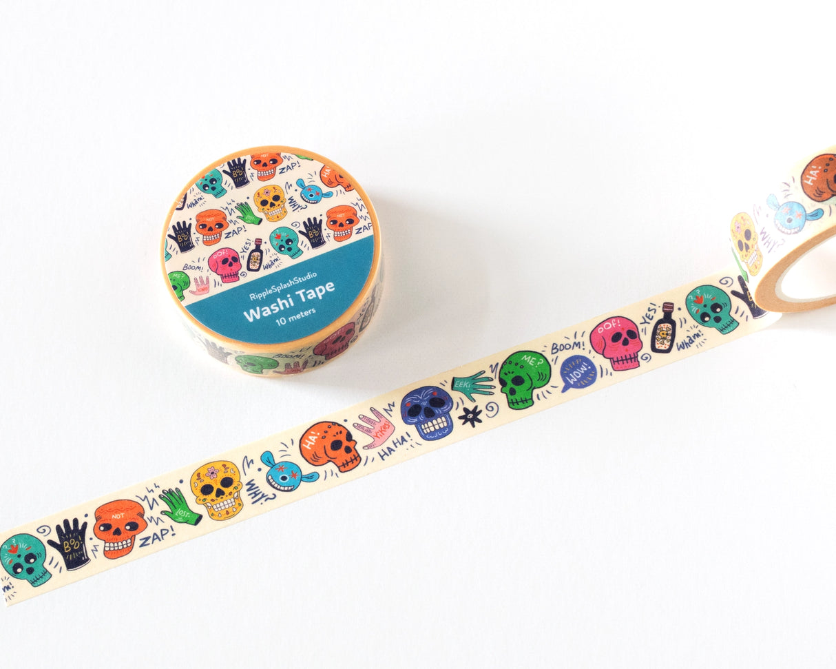 Decorative washi tape featuring playful, colorful skull illustrations with quirky doodle details. Perfect for planners, journals, gift wrapping, scrapbooking, and creative projects. Easy to tear, repositionable, and residue-free.
🌈 Key Features:
Dimensions: 15mm wide x 10 meters (32.8 feet) in length
Contains: 1 washi tape roll
High-quality washi tape material
Easy to tear and reposition
Perfect for scrapbooking, journaling, and crafts