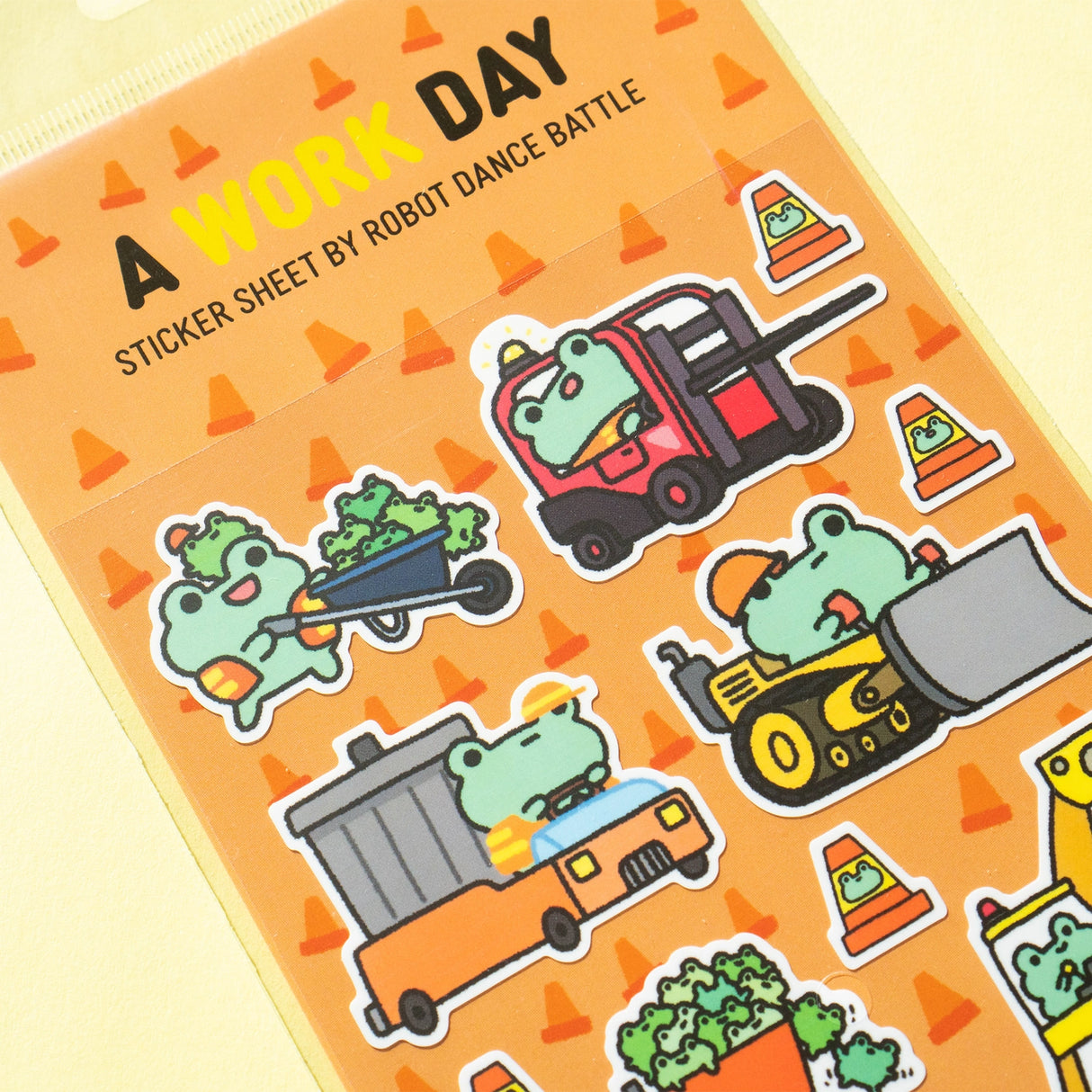 This is part of a new series of sticker sheets that feature different "days".
There are 15 individual stickers on the sheet full of bizness success.
They are vinyl stickers on a clear plastic sheet with a backing card and packaging that's ready to display.
