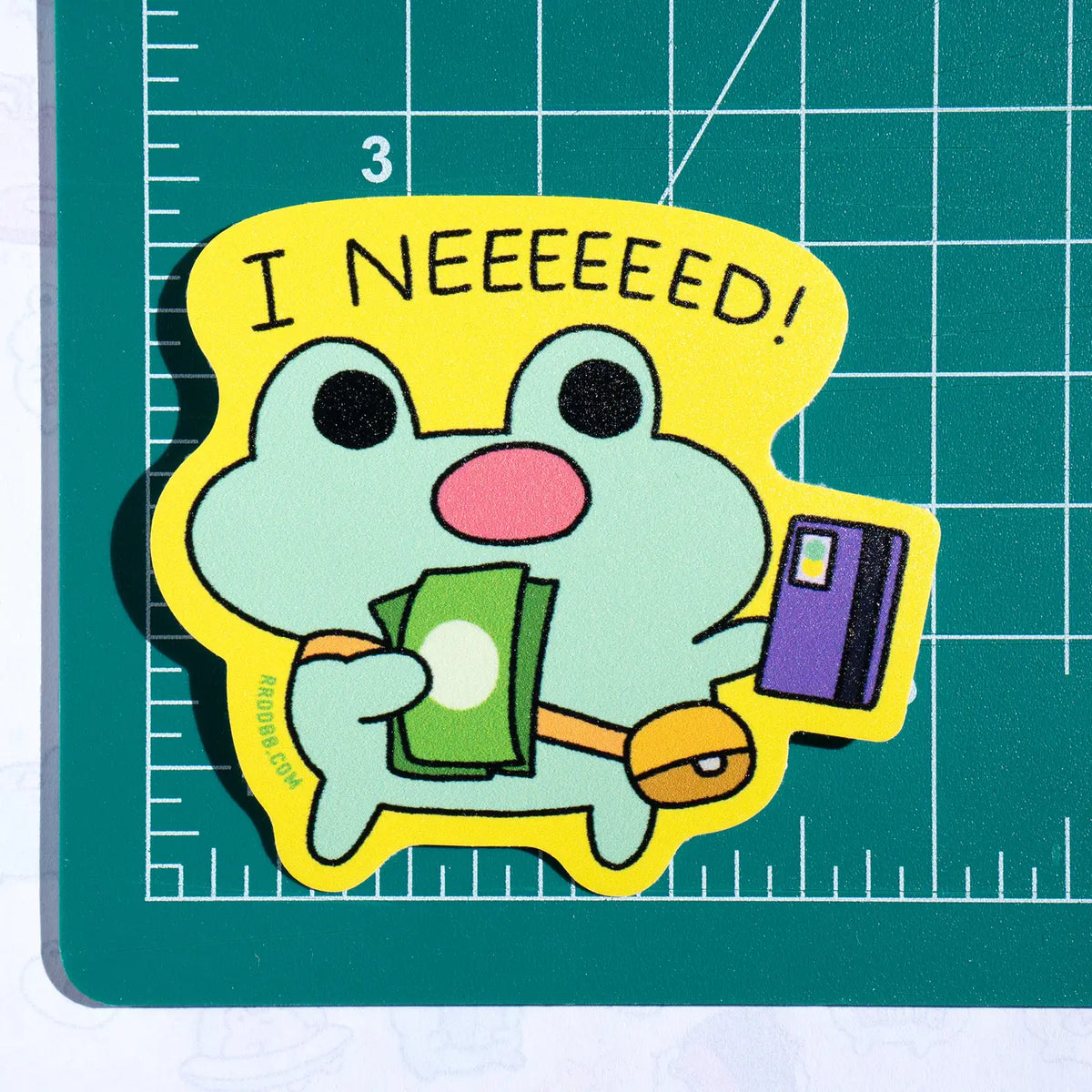 Robot Dance Battle - I Neeeeeed Shopping Frog Vinyl Sticker
Printed on premium vinyl with a UV laminate to protect it from the sun. Great for planners, bullet journals, laptop, water bottles, anywhere!
Sticker is approximately 3 x 2.6"
