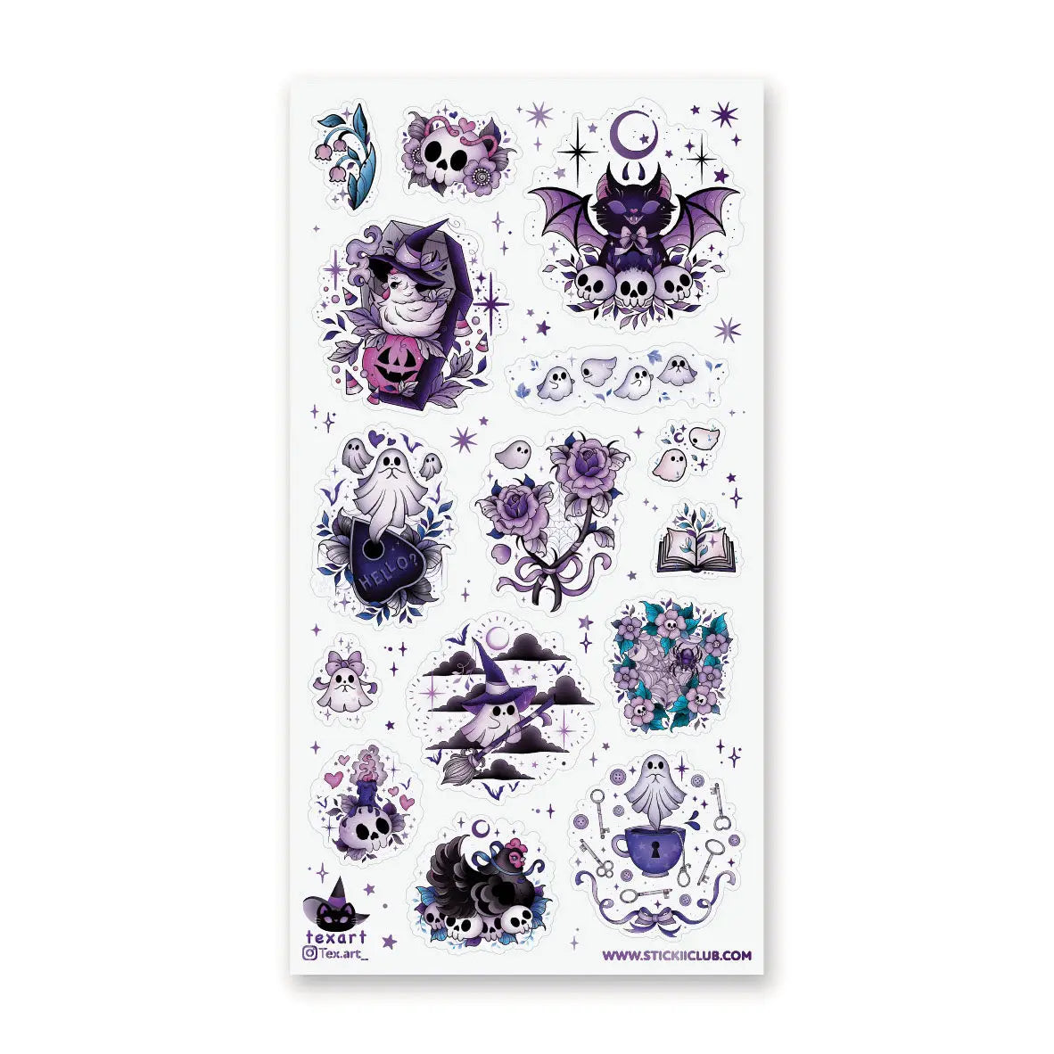 π»π Summon some magic with @tex.art_s gothic-chic Halloween set! From moonlit bats and spellcasting hens to blooming dark florals, floating ghosts, and mysterious skulls, this sheet is packed with hauntingly beautiful details. These sweet spirits are busy casting spells, floating between realms, and sprinkling a little spooky sparkle wherever they go.
Art by: @tex.art_
Top Coating: None
Adhesive Layer: Paper
Backing Layer: Clear PET
6.69" x 3.54".
Weight - 0.03lbs.
1 sheet included