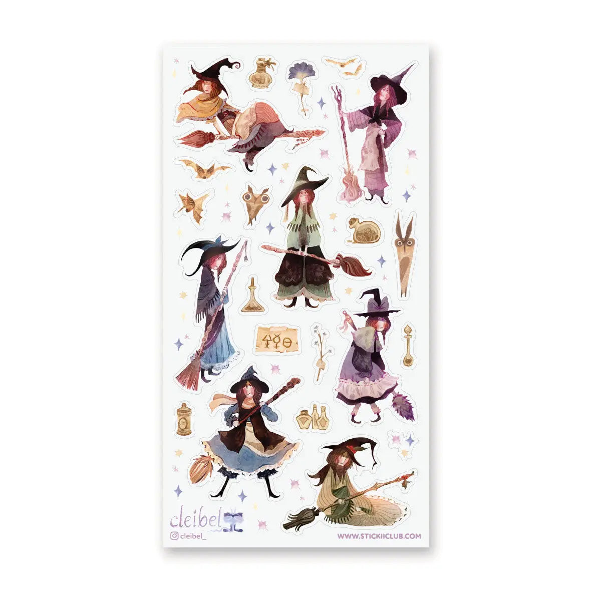 🧹✨ Cast a spell with this charming witchy collection by @cleibel! Featuring witches in flowing dresses, fluttering familiars, enchanted brooms, and delicate potion details, each illustration feels light, whimsical, and full of wonder. With soft colors, painterly textures, and sparkling accents, this dreamy sheet captures the cozy side of spellcraft and the magic of twilight adventures.
Art by: @cleibel
Top Coating: None
Adhesive Layer: Paper
Backing Layer: Clear PET
6.69" x 3.54".
Weight - 0.03lbs.
1 she