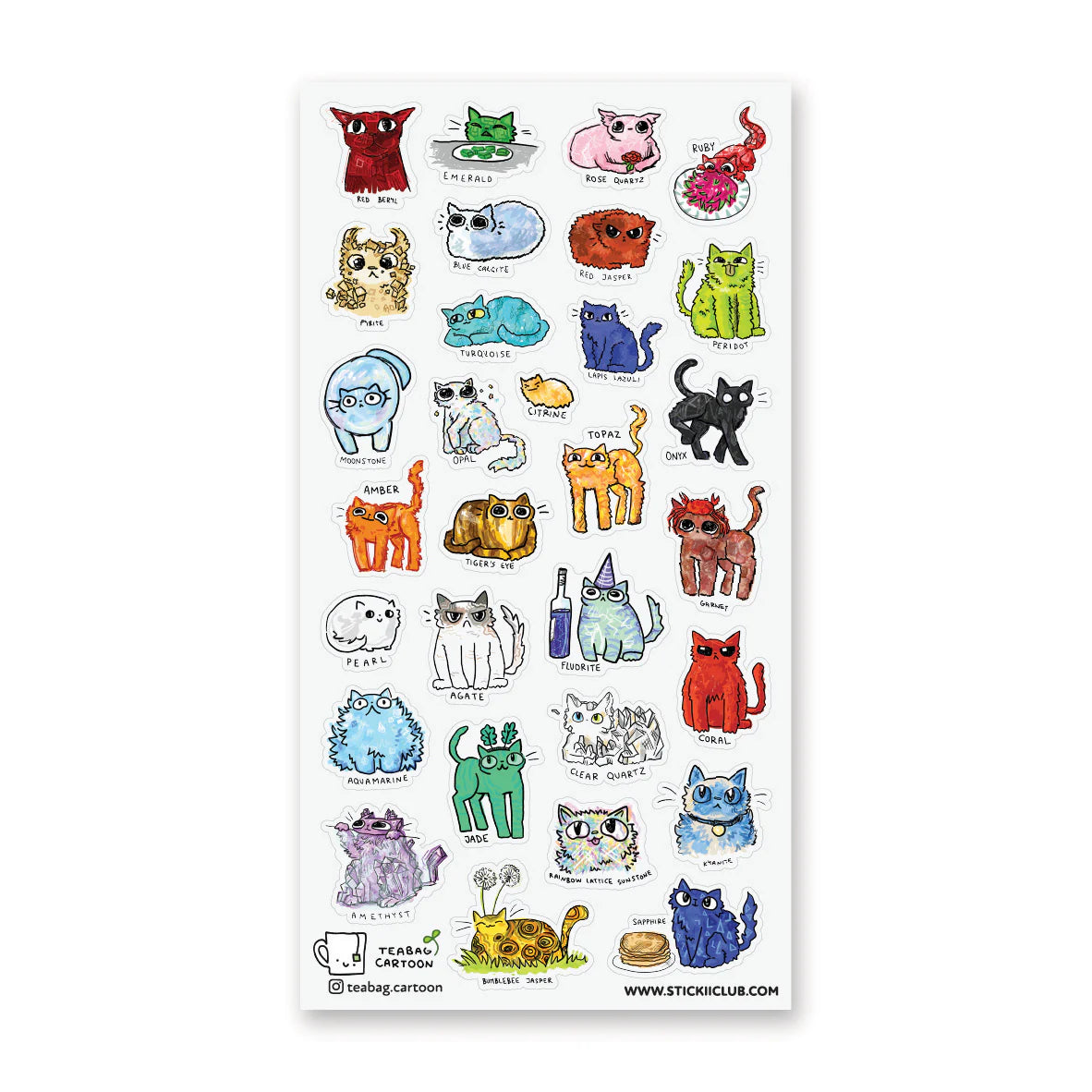 đđ± Say hello to @teabag.cartoonâs purr-ecious gem cats, each one sparkling with its own crystal personality! From grumpy garnet loafs to glittery opals and party-ready fluorite, this crew proves that cats and gemstones are a match made in shiny heaven. Itâs equal parts cozy, chaotic, and collectible⊠basically the cat-alog you didnât know you needed.