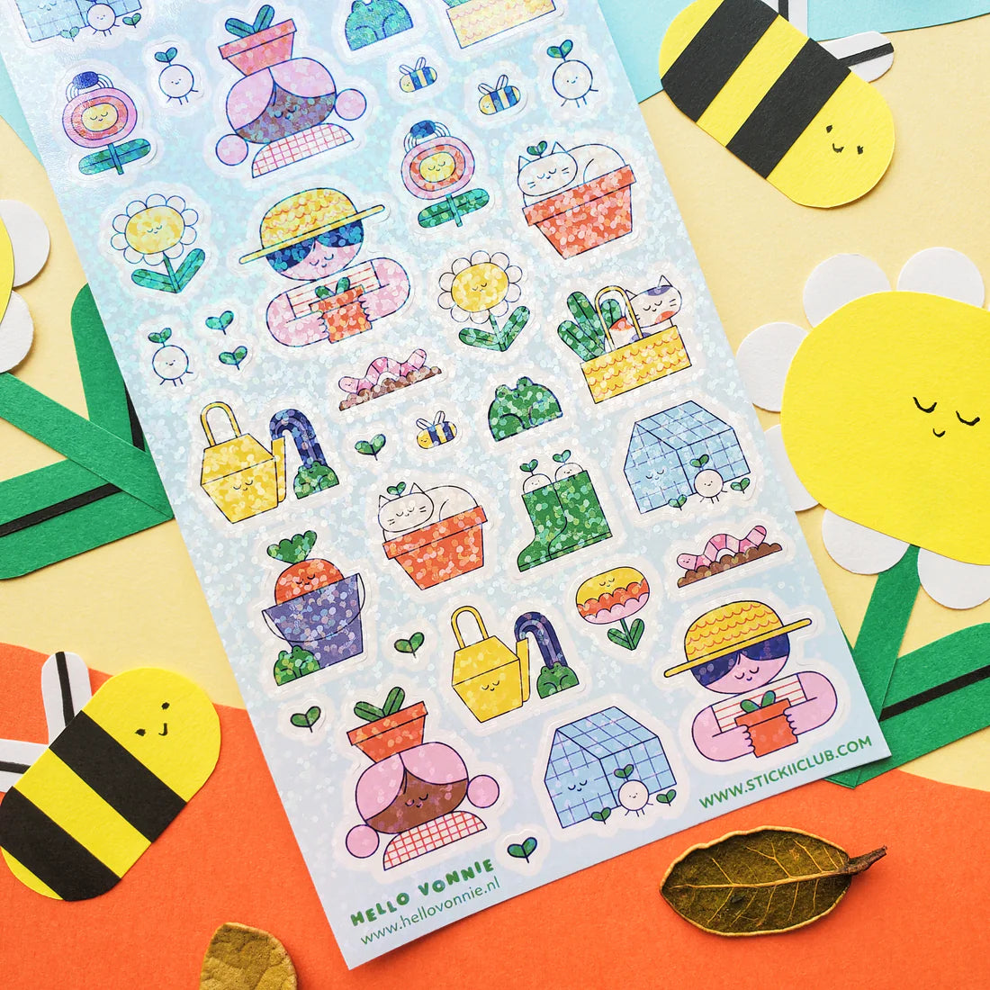 🪴🥕 In @ohhellovonnie’s bright and colorful garden, everything grows with a smile! This cheerful sheet is bursting with happy plants, snoozy kitties, friendly frogs, and sweet gardeners tending their leafy friends. This set feels like a warm afternoon spent digging in the dirt, soaking up sunshine, and watching happiness bloom.
Art by: @ohhellovonnie
Top Coating: Holo Glitter
Adhesive Layer: Paper
Backing Layer: Clear PET
6.69" x 3.54".
Weight - 0.03lbs.
1 sheet included