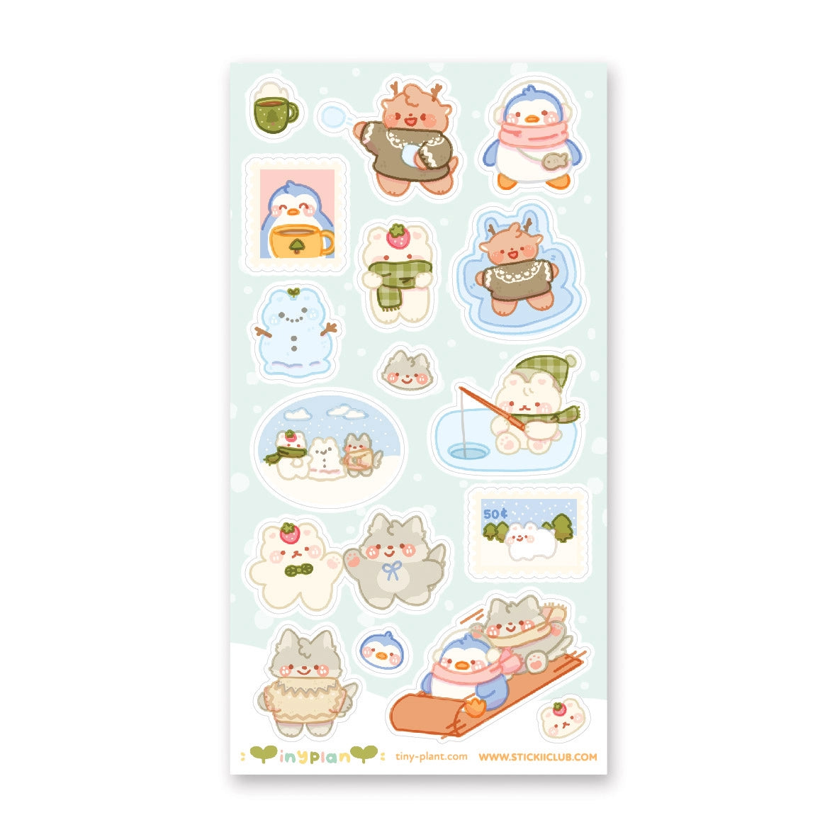 STICKII - Snowy Afternoon Fun Sticker Sheet
We love snowy party games! Grab your scarf and let’s go sledding! Or make a snow cat! Or just snuggle up with a mug of hot cocoa with your best fuzzy pals.
Art by: @tiny.plant
Top Coating: Holo glitter
Adhesive Layer: PVC (plastic)
Backing Layer: Paper
6.69" x 3.54".
Weight - 0.03lbs.
1 sheet included 