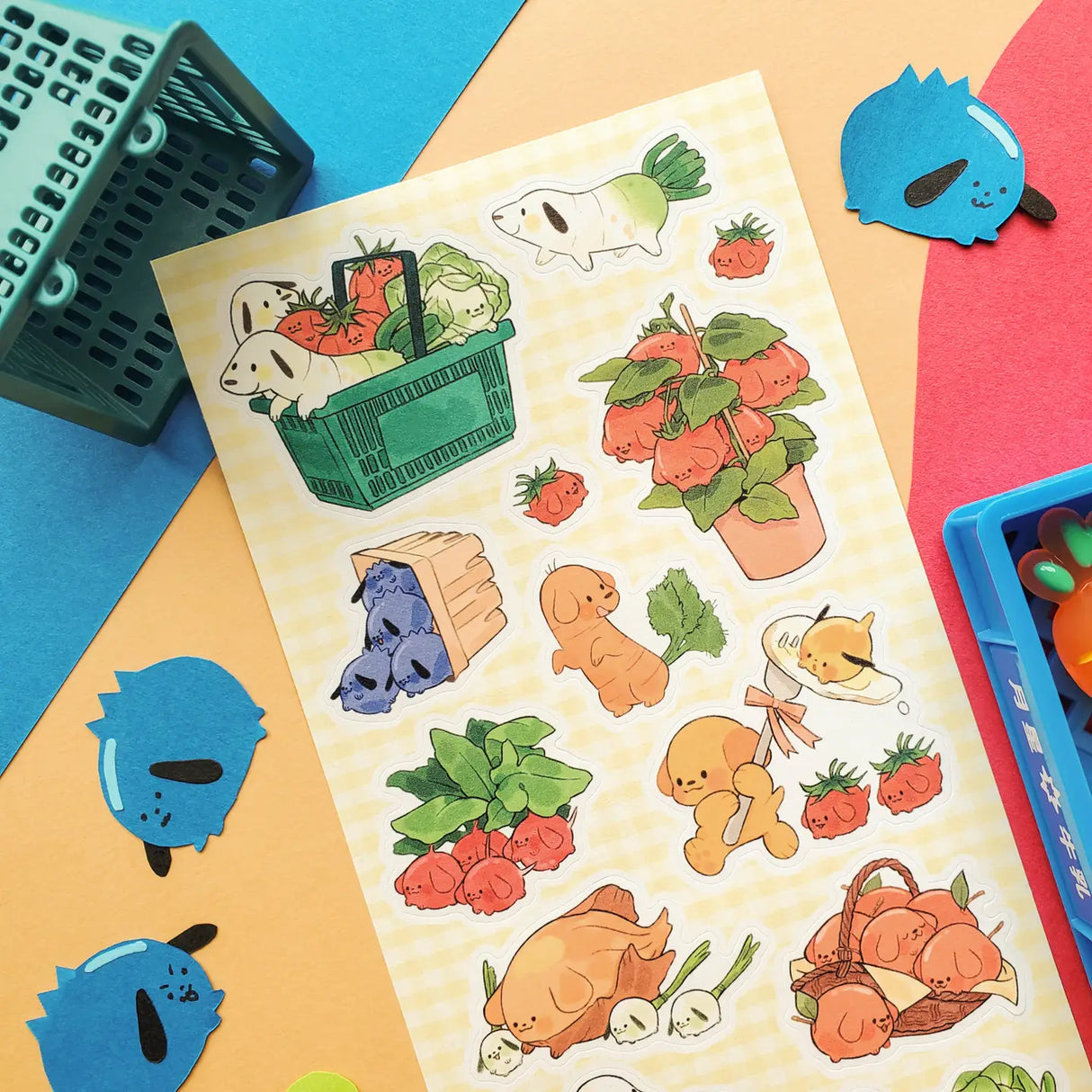š„š¶ Letās go to the cutest farmers market ever with @yumbriteās veggie pups! From carrot doggos zooming around with leafy greens to tomato buddies piling into produce baskets, these pals take āfarm to tableā fun very seriously. Packed with fresh produce, playful pups, and wholesome charm, this sheet has us excited for our greens!
Art by: @yumbrite
Top Coating: None
Adhesive Layer: Paper
Backing Layer: Paper
6.69" x 3.54".
Weight - 0.03lbs.
1 sheet included