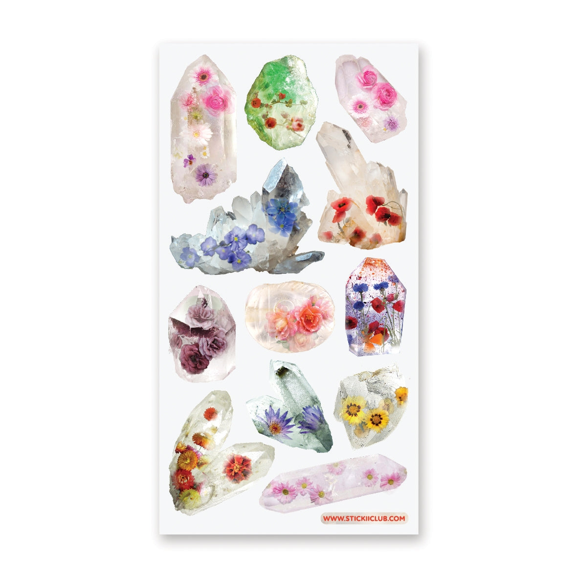 πβ¨ Discover crystal magic with this gorgeous sheet of quartz crystals blooming with colorful flowers within. These charged crystals are perfect for adding some sparkle and good vibes to your spreads!