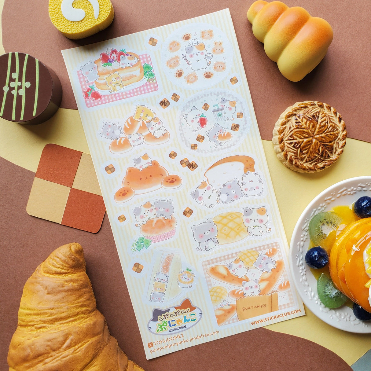 🍞🐱 Soft, sweet, and baked with pure cuteness! @illustratortokudome’s kawaii kitties are lounging on fluffy pancakes, snuggling in fresh baguettes, and baking like purr-fect pros. Every buttery pastry and sugar-dusted treat comes with a tiny paw print of charm.
Art by: @illustratortokudome
Top Coating: None
Adhesive Layer: Paper
Backing Layer: Clear PET
6.69" x 3.54".
Weight - 0.03lbs.
1 sheet included 