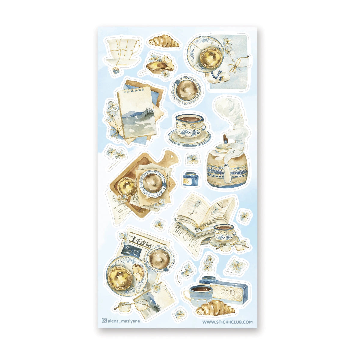 STICKII Peaceful Tea Time Sticker Sheet
☕🌸 Start your day with the calm beauty of @alena_maslyana's serene morning moments. With delicate cups of tea, warm croissants, and cozy notebooks, this peaceful sheet captures the perfect quiet morning