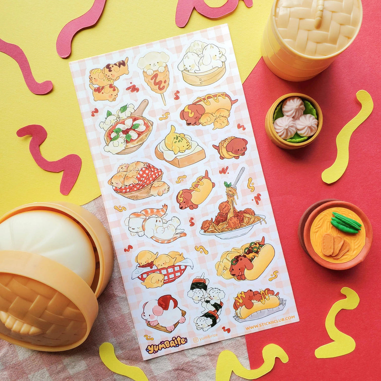 🐶🌭 Puppers meet tasty treats in the most drool-worthy mash-up ever! Whether they’re snoozing in a sandwich bun, rolling around in sushi, or napping in a basket of bread, @yumbrite’s delicious doggies are living their best foodie lives!
Art by: @yumbrite
Top Coating: None
Adhesive Layer: Paper
Backing Layer: Clear PET
6.69" x 3.54".
Weight - 0.03lbs.
1 sheet included 